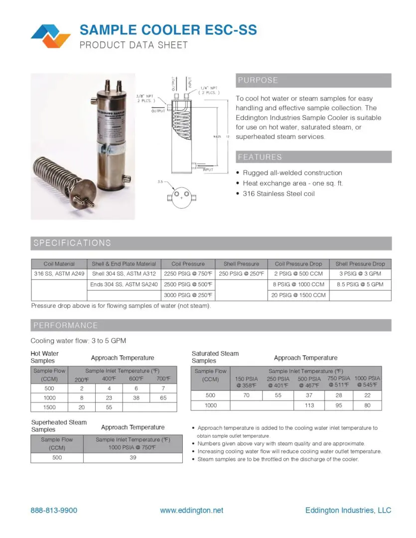 Cool hot water to steam sample with information